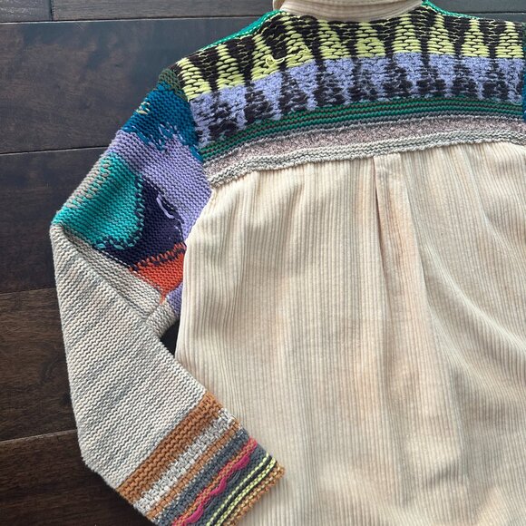 Anthropologie PILCRO Corduroy & Patchwork Sweater Shacket Jacket Size Medium - Picture 7 of 12